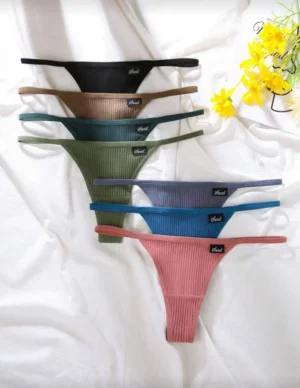 Women’s seamless letter print G-string panties set, 7 pieces